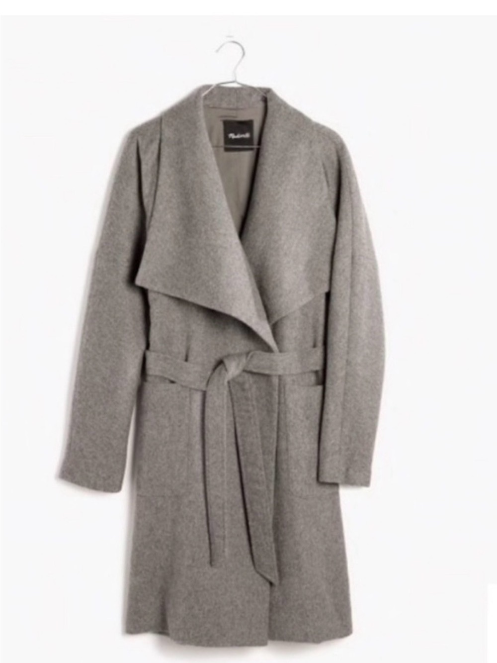 Madewell Light Gray Belted Wrap Trench Coat